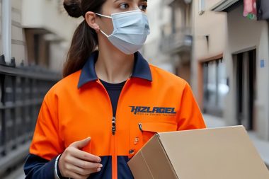 hizlagel kurye logolu kurye kadin